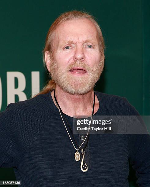 Author Gregg Allman of The Allman Brothers Band promotes the paperback release of his memoir "My Cross To Bear" at Barnes & Noble, 5th Avenue on...