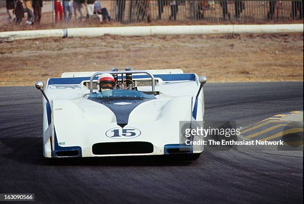 Can-Am Races - Riverside - Laguna Seca. John Cannonof Agapiou Brothers racing drives a Ford G7 B.