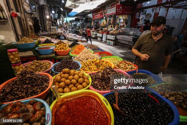 View of Al Zawiya Bazaar as daily life continues in Gaza City, Gaza on August 29, 2023.