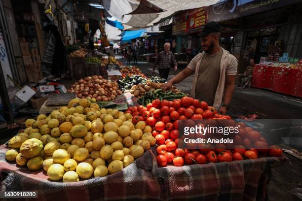 View of Al Zawiya Bazaar as daily life continues in Gaza City, Gaza on August 29, 2023.