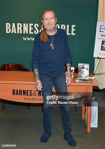 Singer/songwriter Gregg Allman of The Allman Brothers Band promotes the release of his memoir "My Cross To Bear" at Barnes & Noble, 5th Avenue on...