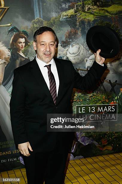 Sam Raimi attends 'Le Monde Fantasique D'Oz' Premiere at cinema wepler on March 4, 2013 in Paris, France.