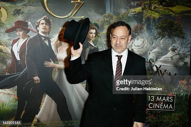Sam Raimi attends 'Le Monde Fantasique D'Oz' Premiere at cinema wepler on March 4, 2013 in Paris, France.