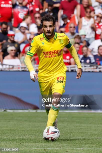 Pedro Chirivella of FC Nantes controls the ball during the Ligue 1 Uber Eats match between Lille OSC and FC Nantes at Stade Pierre-Mauroy on August...