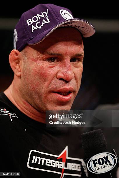 Wanderlei Silva is interviewed after knocking out Brian Stann in their light heavyweight fight during the UFC on FUEL TV event at Saitama Super Arena...