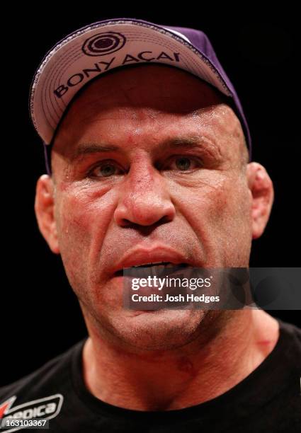 Wanderlei Silva is interviewed after knocking out Brian Stann in their light heavyweight fight during the UFC on FUEL TV event at Saitama Super Arena...