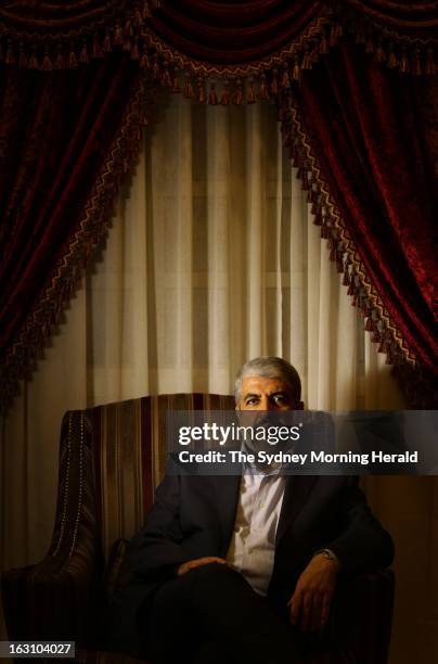 Leader of Hamas Khalid Mishal, is interviewed at a private house in on February 6, 2013 in Doha, Qatar. 2013.