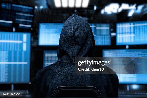 Computer. Man Hack Computer Hacker With Device Screen High-Res Stock Photo - Getty Images