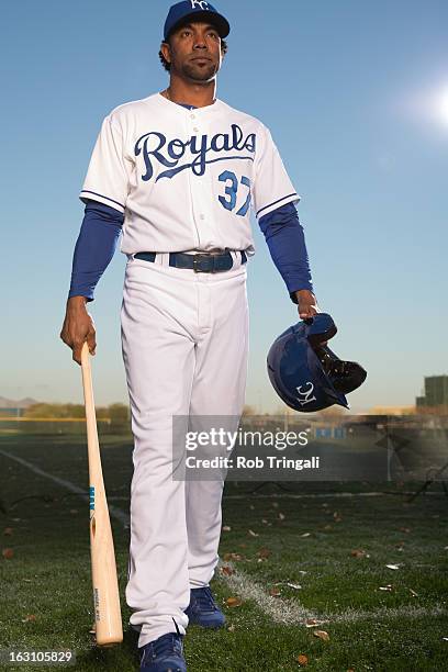 Willy Taveras of the Kansas City Royals poses for a portrait on photo day at the Surprise Sports Complex on February 21, 2013 in Surprise, Arizona.