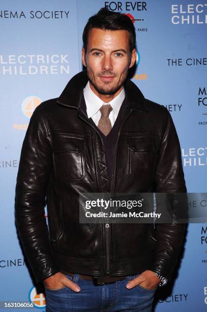 Model Alex Lundqvist attends The Cinema Society & Make Up For Ever screening of "Electrick Children" at IFC Center on March 4, 2013 in New York City.