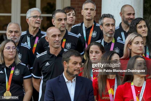 Spanish FA president Luis Rubiales attends a reception for the Spanish women’s national football team at Moncloa Palace after they won the Australia...