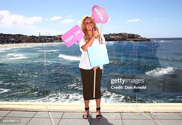 Charlotte Letitia Crosby, of UK reality TV series, Geordie Shore, poses for a photo at Bondi Beach on March 5, 2013 in Sydney, Australia.