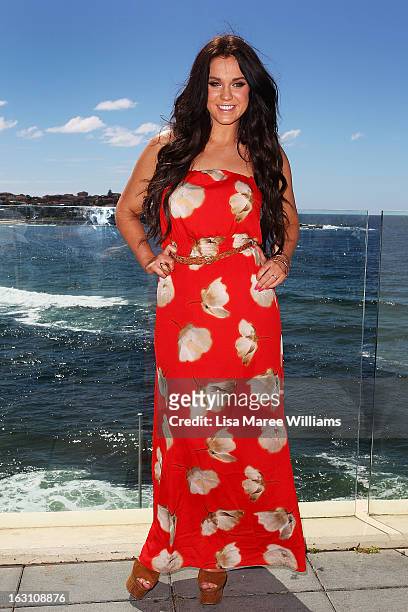Vicky Pattison of UK reality TV series, Geordie Shore, poses for a photo at Bondi Beach on March 5, 2013 in Sydney, Australia.
