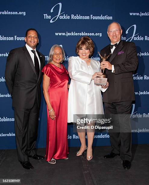 Gregg Gonsalves, Rachel Robinson, Carole Simpson, and Leonard C. Coleman, Jr. Attend the 2013 Jackie Robinson Foundation Awards Dinner at The...