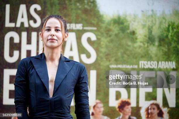 Actress Irene Escolar attends to 'Lsa Chicas Estan Bien' photocall at Cines Golem on August 22, 2023 in Madrid, Spain.