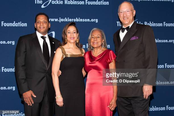 Gregg Gonsalves, Della Britton Baeza, Rachel Robinson, and Leonard C. Coleman, Jr. Attend the 2013 Jackie Robinson Foundation Awards Dinner at The...