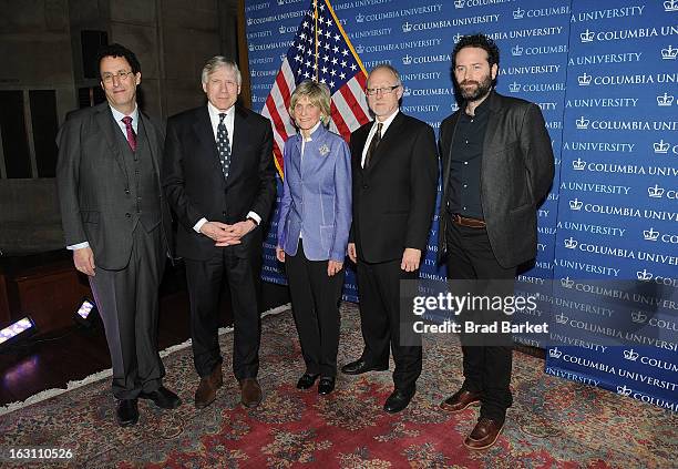 Tony Kushner, Lee C. Bollinger, Jean Kennedy Smith, Robert Schenkkan and Dan O'Brien attend the 2013 Edward M. Kennedy Prize For Drama Award...