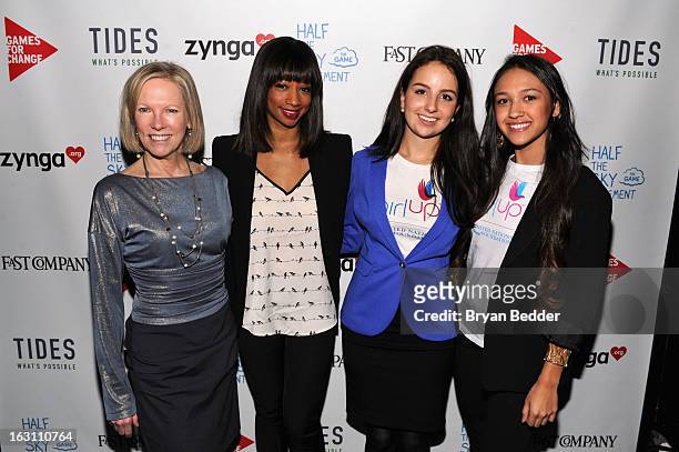 Kathy Calvin, Monique Coleman, guest and Alexa Brewster attend Games For Change presents the launch of Half The Sky Movement: The Game at No. 8 on...