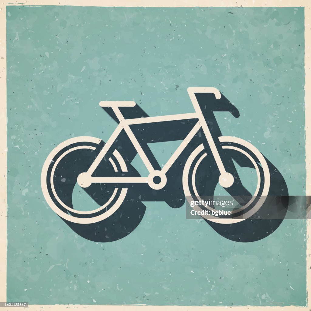 Bike. Icon in retro vintage style - Old textured paper