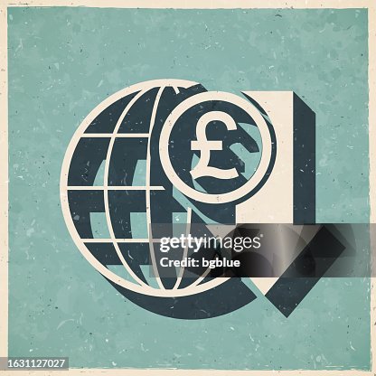 Pound rate decrease. Icon in retro vintage style - Old textured paper Pound rate decrease. Icon in retro vintage style - Old textured paper
