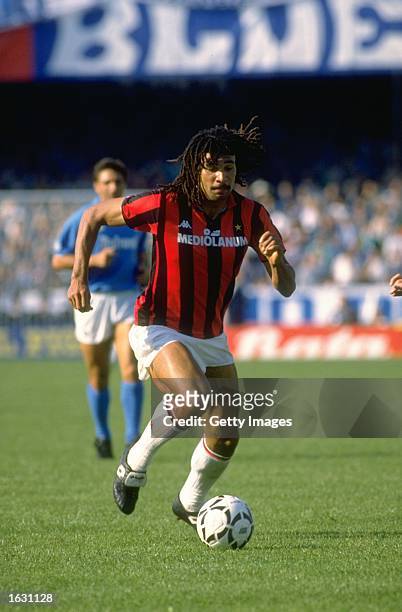 Ruud Gullit of AC Milan in action during a Serie A match against Napoli at the San Paolo Stadium in Naples, Italy. AC Milan won the match 3-2. \...