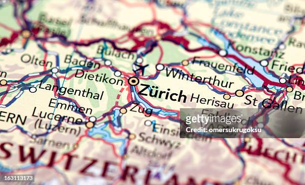 zúrich, suiza - zurich map fotografías e imágenes de stock