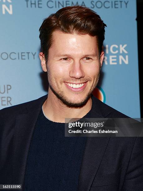 Actor Jason Dundas attends The Cinema Society & Make Up For Ever host a screening of "Electrick Children" at IFC Center on March 4, 2013 in New York...