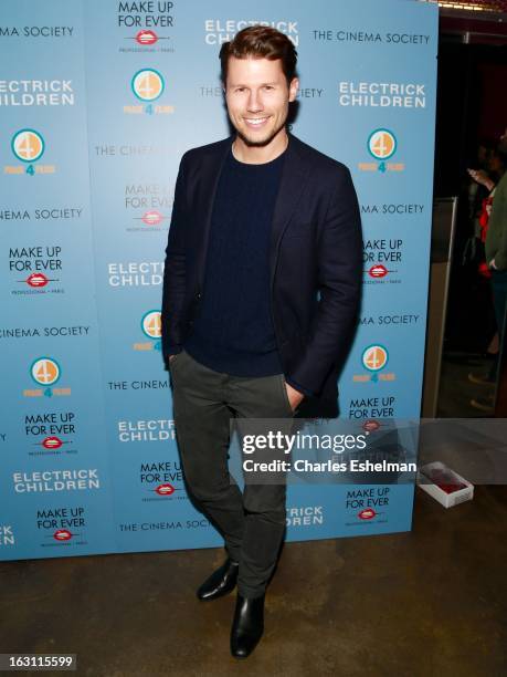 Actor Jason Dundas attends The Cinema Society & Make Up For Ever host a screening of "Electrick Children" at IFC Center on March 4, 2013 in New York...