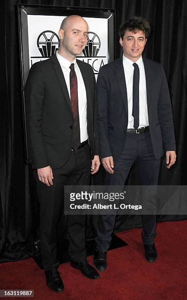 Director Benh Zeitlin and producer Dan Romer arrive forthe 38th Annual Los Angeles Film Critics Association Awards held at InterContinental Hotel on...
