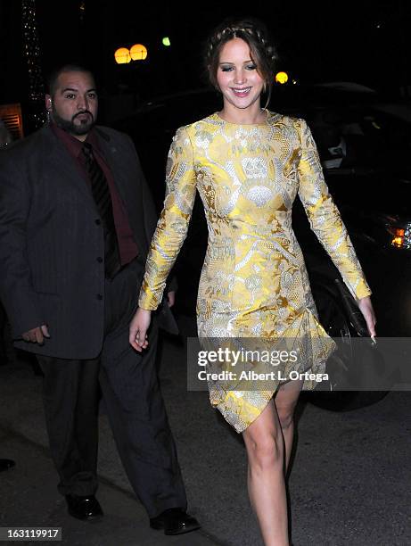 Actress Jennifer Lawrence arrives forthe 38th Annual Los Angeles Film Critics Association Awards held at InterContinental Hotel on January 12, 2013...