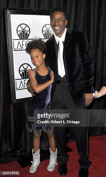 Actress Quvenzhane Wallis and actor Dwight Henry arrive for the 38th Annual Los Angeles Film Critics Association Awards held at InterContinental...