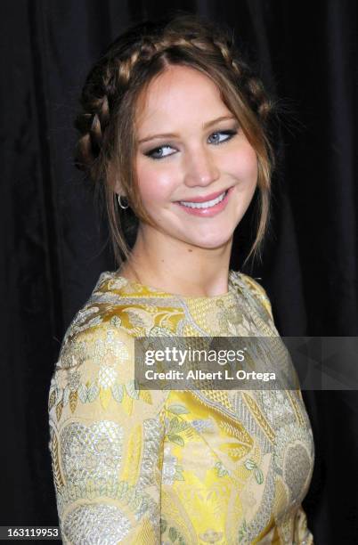 Actress Jennifer Lawrence arrives forthe 38th Annual Los Angeles Film Critics Association Awards held at InterContinental Hotel on January 12, 2013...