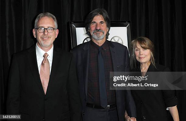 Art director David Crank, production designer Jack Fisk and actress Sissy Spacek arrive for the 38th Annual Los Angeles Film Critics Association...