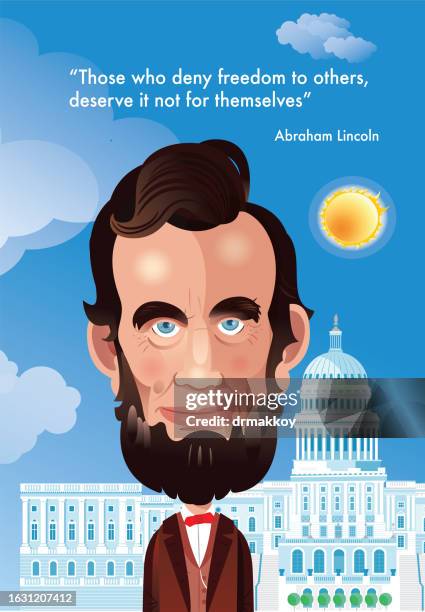 abraham lincoln zitate und porträt - bill of rights stock-grafiken, -clipart, -cartoons und -symbole