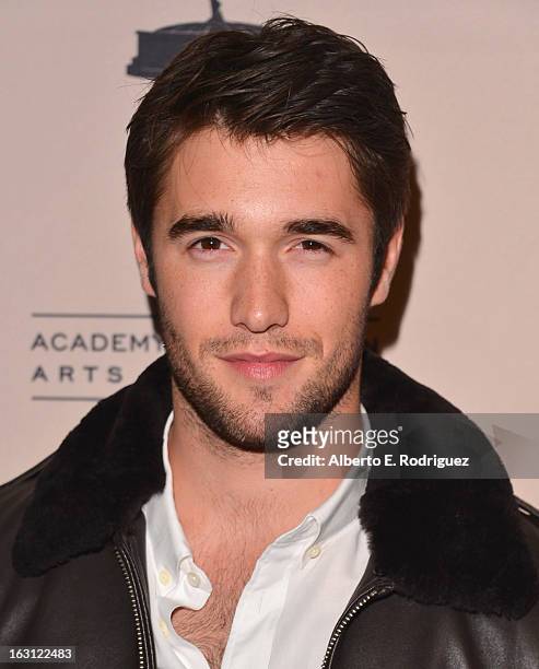 Actor Josh Bowman arrives to the Academy of Television Arts and Sciences' An Evening with "Revenge" at Leonard H. Goldenson Theatre on March 4, 2013...