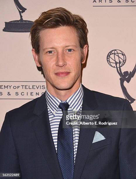Actor Gabriel Mann arrives to the Academy of Television Arts and Sciences' An Evening with "Revenge" at Leonard H. Goldenson Theatre on March 4, 2013...