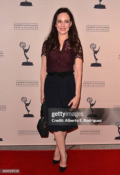 Actress Madeleine Stowe arrives to the Academy of Television Arts and Sciences' An Evening with "Revenge" at Leonard H. Goldenson Theatre on March 4,...