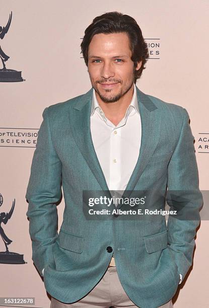 Actor Nick Wechsler arrives to the Academy of Television Arts and Sciences' An Evening with "Revenge" at Leonard H. Goldenson Theatre on March 4,...