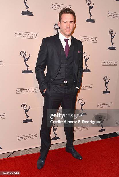 Actor Barry Sloane arrives to the Academy of Television Arts and Sciences' An Evening with "Revenge" at Leonard H. Goldenson Theatre on March 4, 2013...