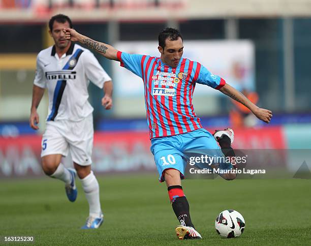 Francesco Lodi of Calcio Catania during the Serie A match between Calcio Catania and FC Internazionale Milano at Stadio Angelo Massimino on March 3,...