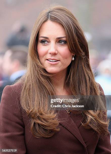 Catherine, Duchess of Cambridge arrives at the National Fishing Heritage Centre on March 5, 2013 in Grimsby, England. The pregnant Duchess of...