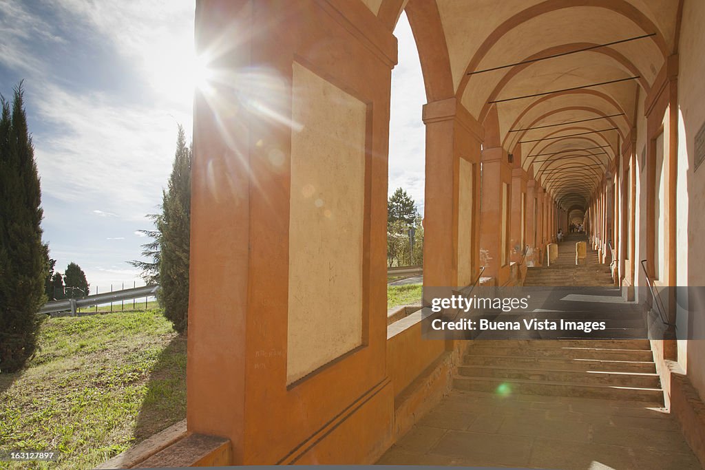 Arcades to the San Luca Basilica of Bologna.