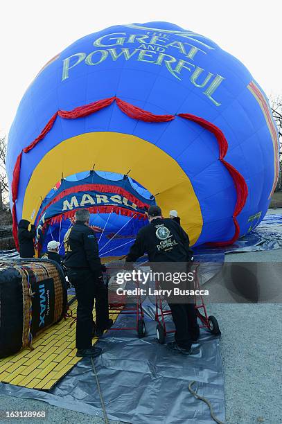 General view of atmosphere during the "Journey To OZ Balloon" arriving in Central Park for Disney's "Oz The Great And Powerful" on March 5, 2013 in...