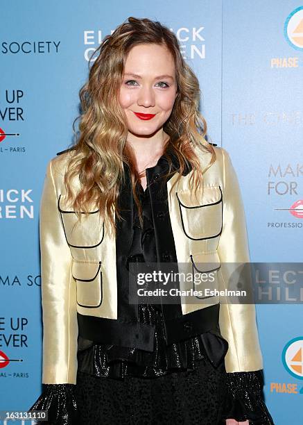 Actress Louisa Krause attends The Cinema Society & Make Up For Ever host a screening of "Electrick Children" at IFC Center on March 4, 2013 in New...