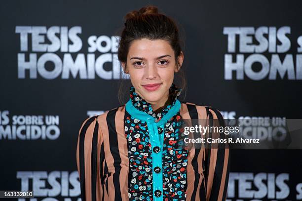 Actress Calu Rivero attends the "Tesis Sobre Un Homicidio" photocall at Casa de America on March 5, 2013 in Madrid, Spain.