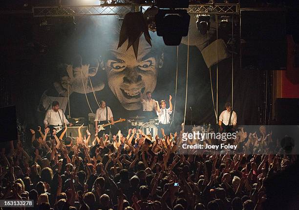 The Hives perform onstage in concert at The Vogue on March 4, 2013 in Indianapolis, Indiana.