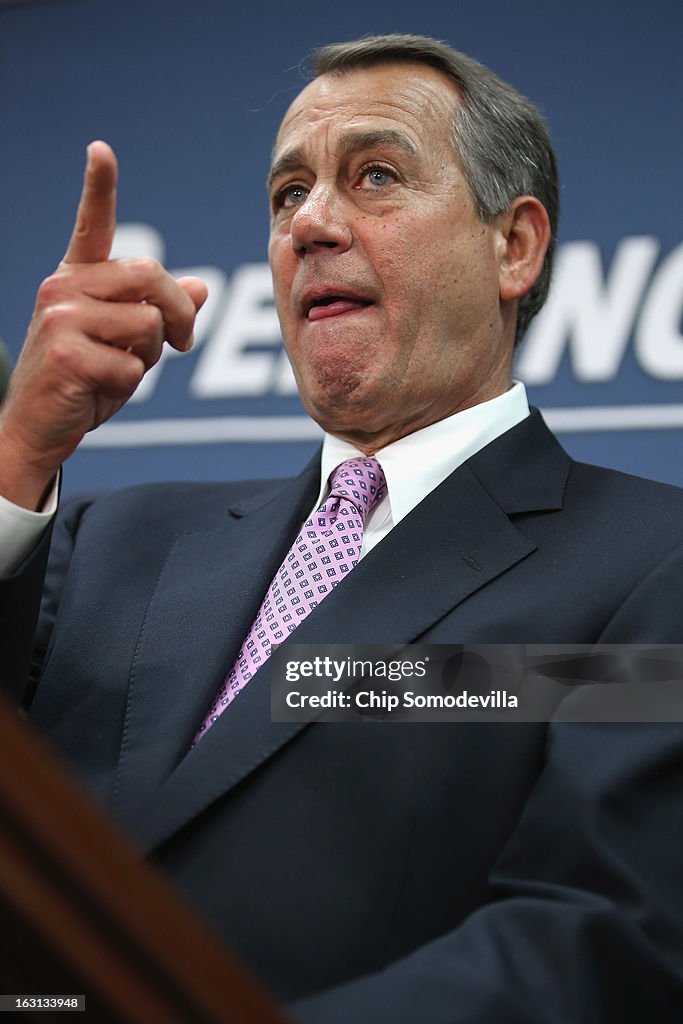 House Speaker Boehner And House Leaders Speak To The Media After Conference Meeting