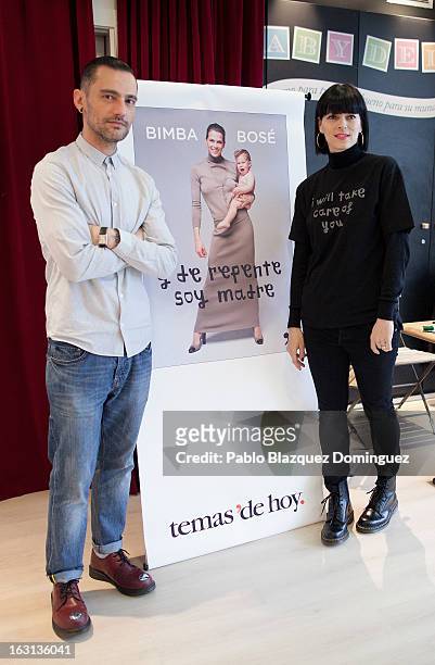 Designer David Delfin and Bimba Bose attend 'Y De Repente Soy Madre' book presentation at Baby Deli shop on March 5, 2013 in Madrid, Spain.