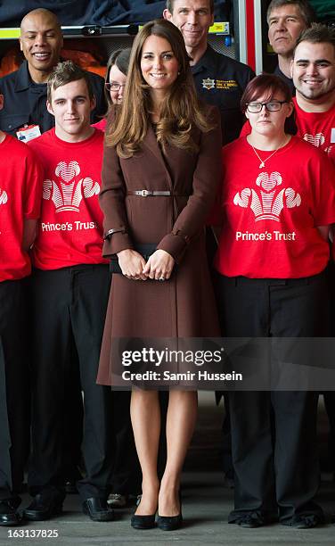 Catherine, Duchess of Cambridge visits Humberside Fire and Rescue during an official visit to Grimsby on March 5, 2013 in Grimsby, England.