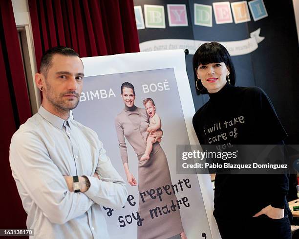 Designer David Delfin and Bimba Bose attend 'Y De Repente Soy Madre' book presentation at Baby Deli shop on March 5, 2013 in Madrid, Spain.